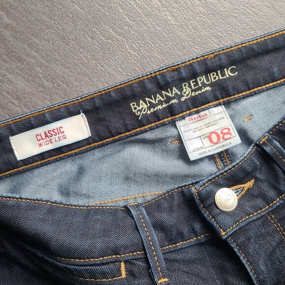 Banana Republic Premium Denim Dark Blue Wash Classic Wide Leg Jeans Size 08 - Picture 5 of 10
